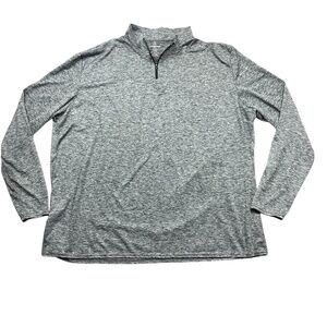 Real Essentials 3X‎ Long Sleeve Gray 1/4 Zip Mens Activewear Shirt
